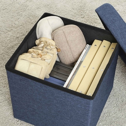 収納スツール 座面正方形タイプ ネイビー