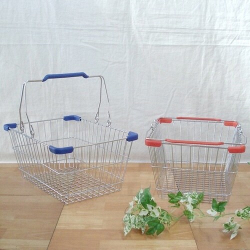 レジかご ワイヤープラスチック ハンドル ブルー