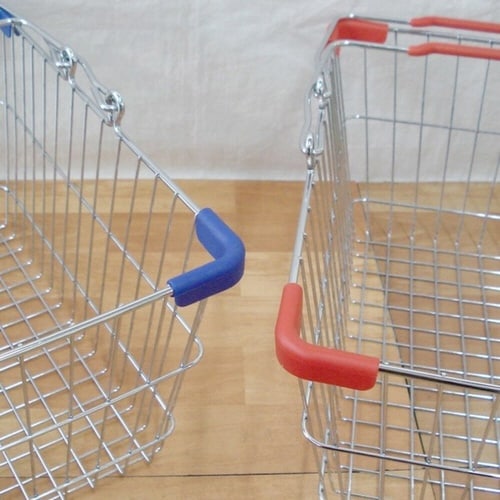 レジかご ワイヤープラスチック ハンドル ブルー