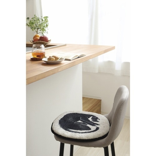 アトリエKOTETSU チェアパッド ネコ×グレー