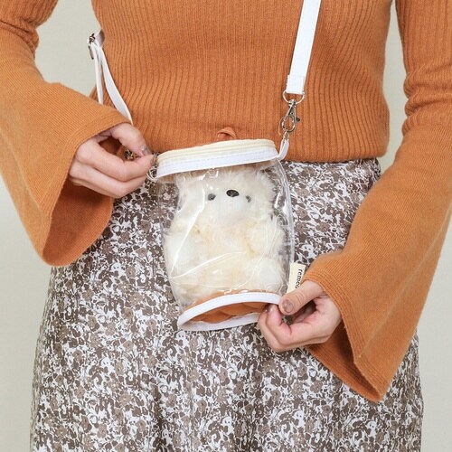 推し活 バッグ ぬいぐるみ クリアバッグ オレンジ