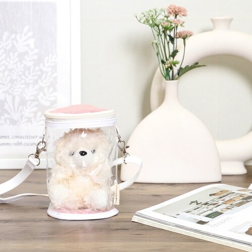 推し活 バッグ ぬいぐるみ クリアバッグ ピンク