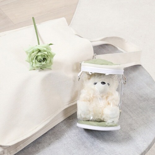 推し活 バッグ ぬいぐるみ クリアバッグ グリーン