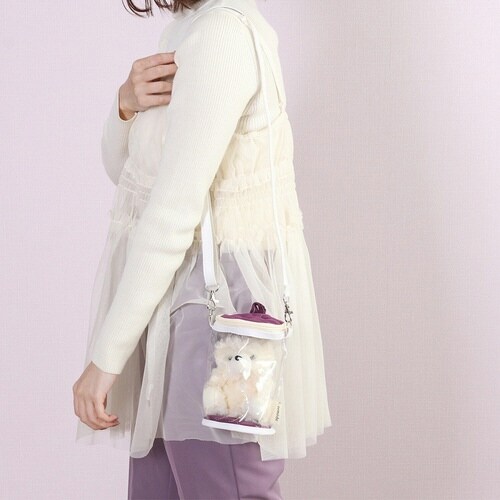 推し活 バッグ ぬいぐるみ クリアバッグ パープル