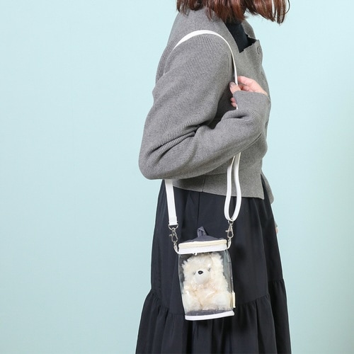 推し活 バッグ ぬいぐるみ クリアバッグ グレー