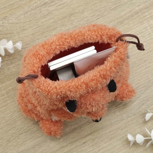 巾着ポーチ アニマルポーチ 巾着型 キツネ