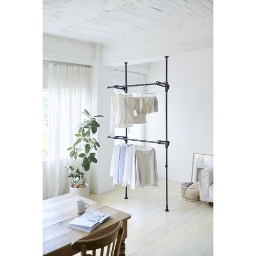 室内物干し 竿受け 室内つっぱり竿受け ブラック