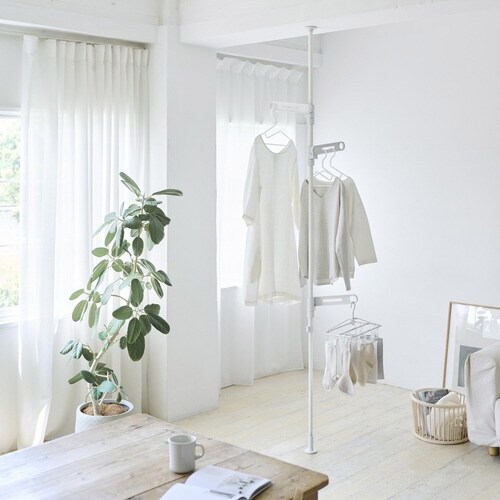 室内物干し 竿受け 室内つっぱり竿受け ホワイト