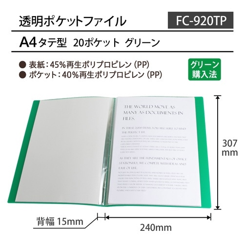 透明ポケットファイル 20P GR