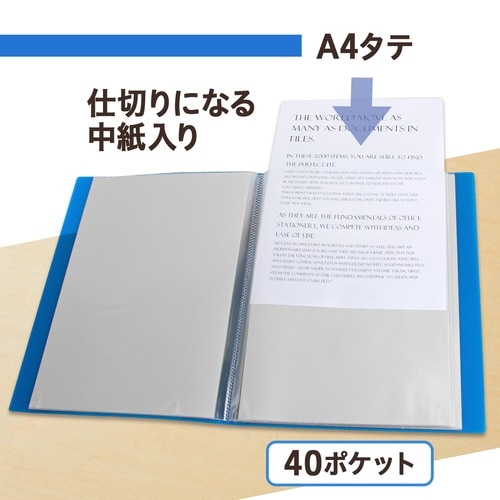 透明ポケットファイル 40P BL