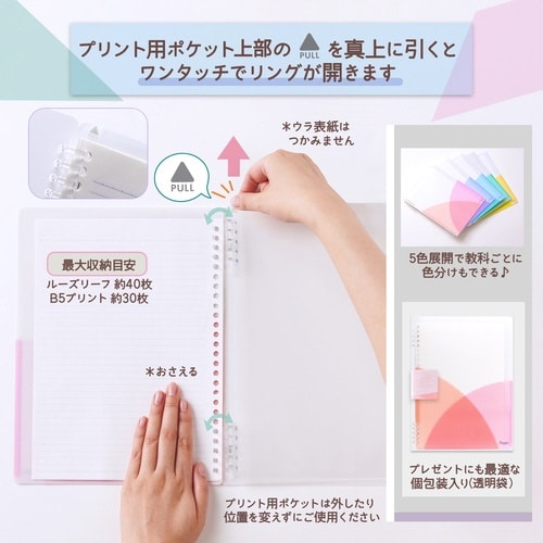 Pasty ルーズリーフバインダー ピーチピンク