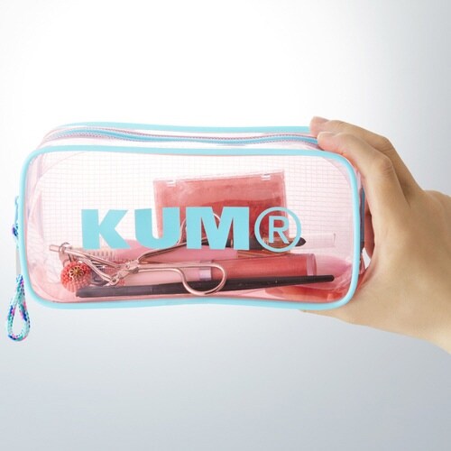 KUM クリアペンポーチ パステルピンク 2個