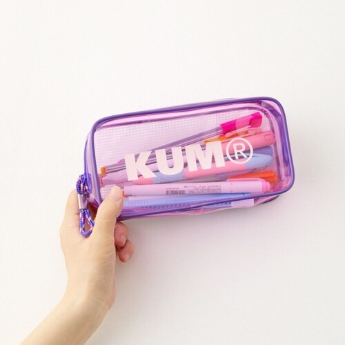 KUM クリアペンポーチ パステルピンク 2個