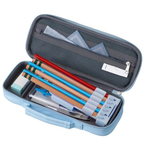 トップライナーペンケース 合皮 ライトブルー 2個