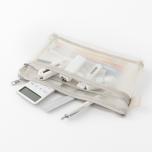 メッシュペンポーチ グレー 3個