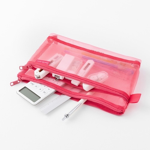 メッシュペンポーチ ピンク 3個