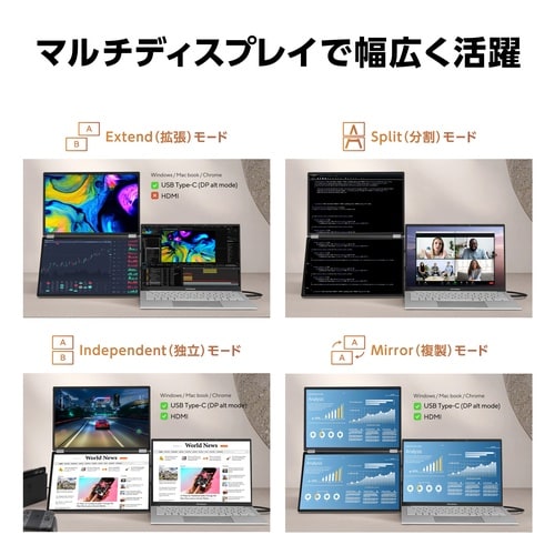 14型 OLED採用折りたたみ式モバイル液晶モニタ