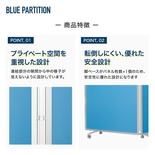 隙間のない3連スクリーン ワイド(クロス/ブルー)