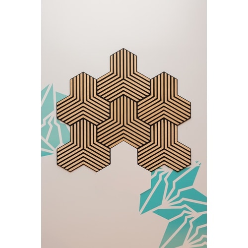 壁面吸音木目パネル6枚セット(黒)