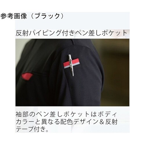 切りポケハーフジップ長袖ポロ Rブルー