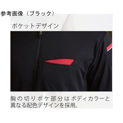 切りポケハーフジップ半袖ポロ ブラック