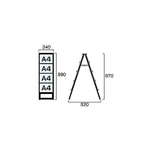 ブラックカードケーススタンド看板 A4横
