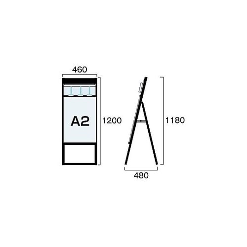 ブラックパンフレットケーススタンド看板