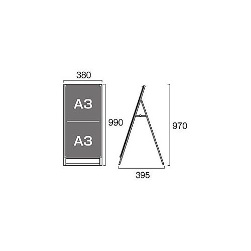 ポスター用スタンド看板 A3縦縦片面ホワ