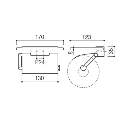 ガラス棚付ペーパーホルダー クローム+鏡