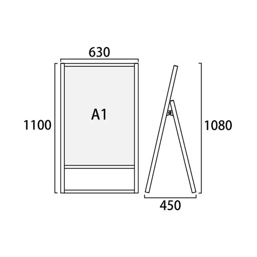 ブラックフラットオープンスタンド看板 A