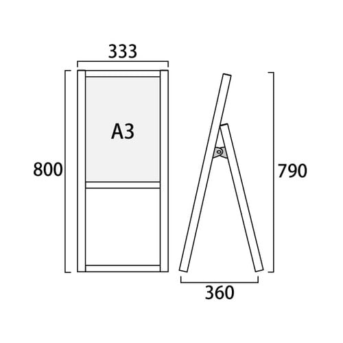 ブラックフラットオープンスタンド看板 A