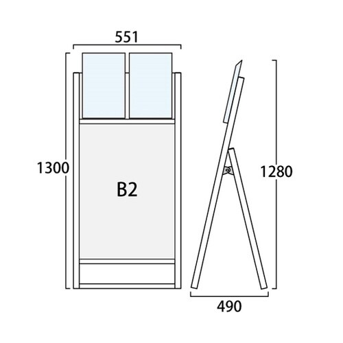 ブラックフラットオープンスタンド看板 カ
