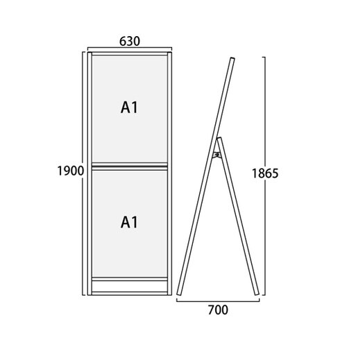 ブラックフラットオープンスタンド看板 コ