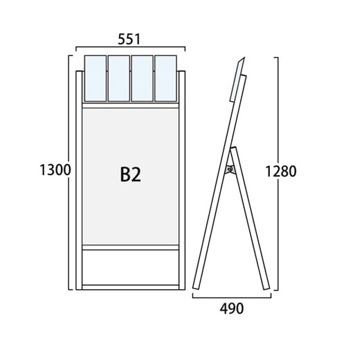 ブラックフラットオープンスタンド看板 パ