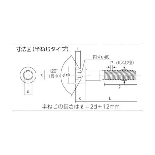 六角穴付ボルト半ねじ M5x30(200