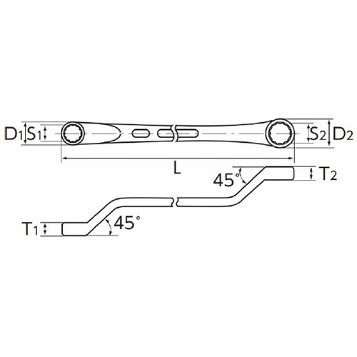 M25−6X7 45゜ロングメガネレンチ