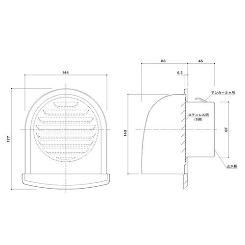 SK−SGFN100 フード付ガラリ