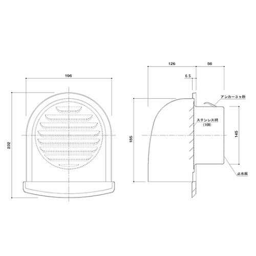 SK−SGFN150 フード付ガラリ
