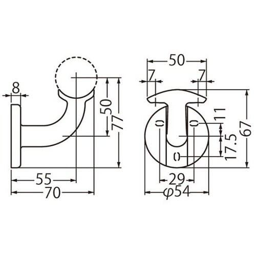 BR−600ブラケットL受35径ブラック