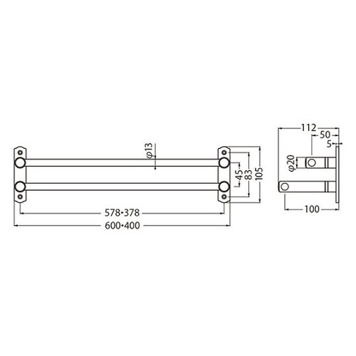 BT−50ルピナス二段タオル掛600金