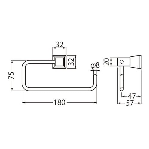 BT−115ラックスタオルリングクロム白