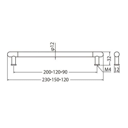 HC−29ハンドル200鏡面磨/クローム