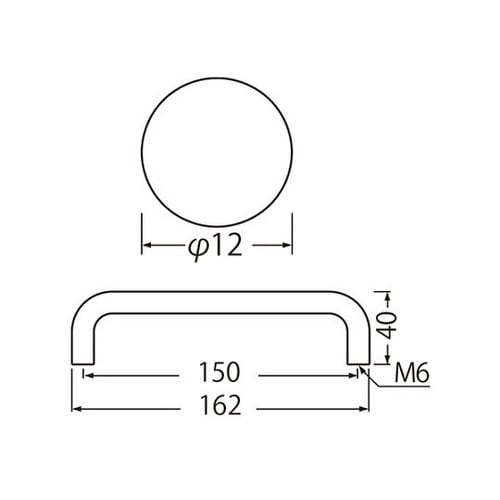 ST−3312Φ丸棒ハンドル162鏡面