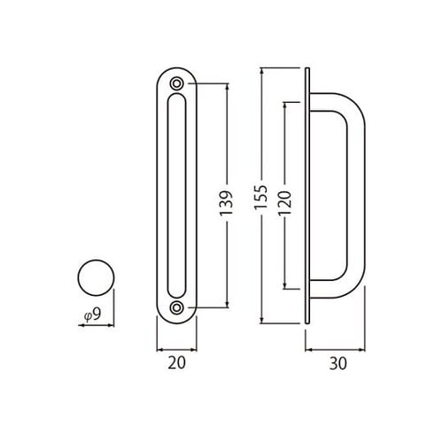 ST−40丸棒座付取手大大ヘアーライン