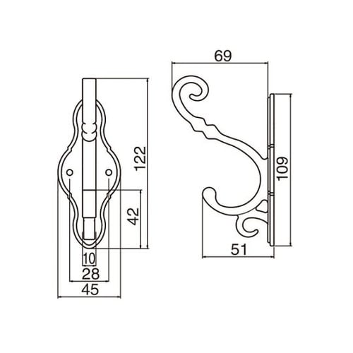 CZ8 ビネット帽子掛黒梨地