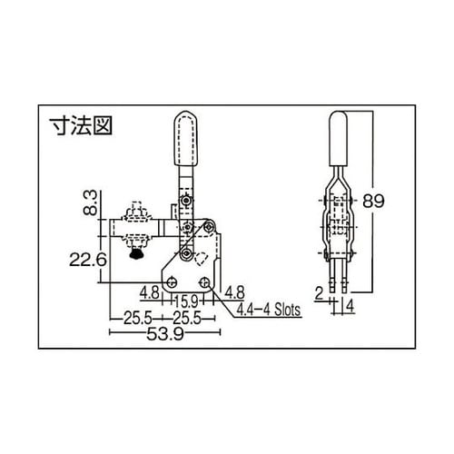 ハンドル縦型トグルクランプ(下方押え型)