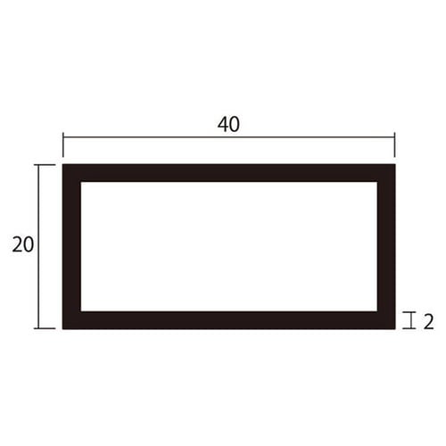 角パイプ1m2.0×20×40銀4本