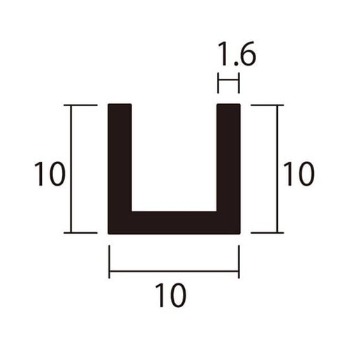 アルミチャンネル1m1.6×10×10銀