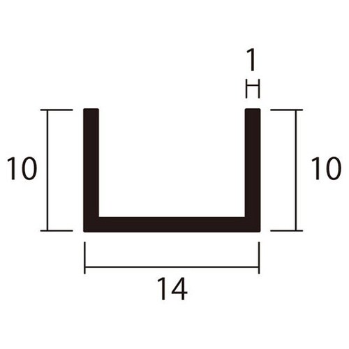 アルミチャンネル1m1.0×14×10銀