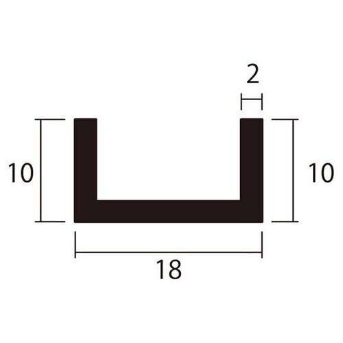 アルミチャンネル1m2.0×18×10銀